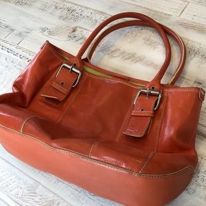 Hype Orange Leather Shoulder Bag